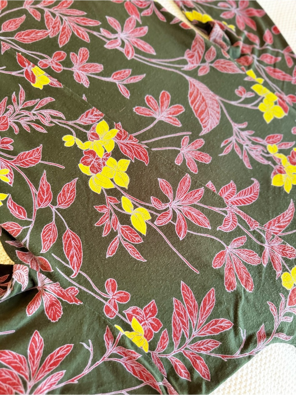BABATON Aritzia Soft Knit Olive Green & Pink Floral Mock Neck Long Sleeve Top - Picture 13 of 15